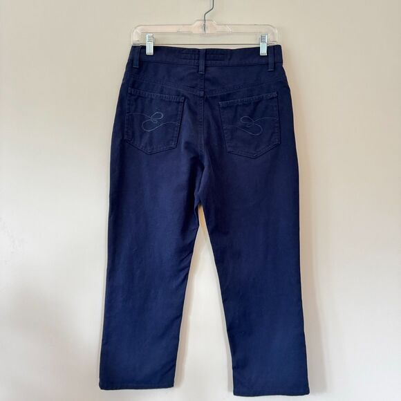 Escada 'Marie' Navy Blue Capri Pants Size 6 - Picture 4 of 8